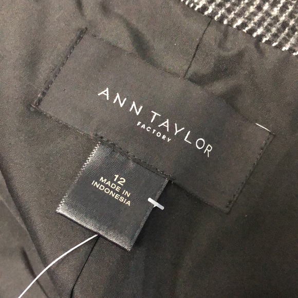 Ann Taylor Factory Tweed Blazer Gray Plaid Size 12 Wool blend - Picture 11 of 12